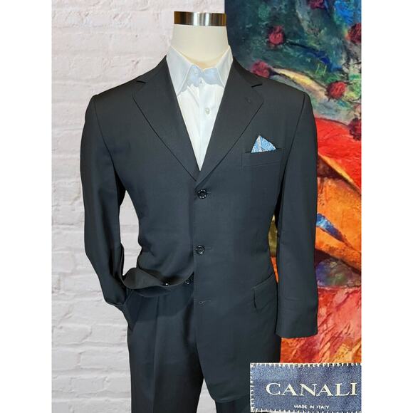 Canali Other - Canali 42R EU52 Mens Black Virgin Wool 3 Button Blazer Sport Coat Jacket